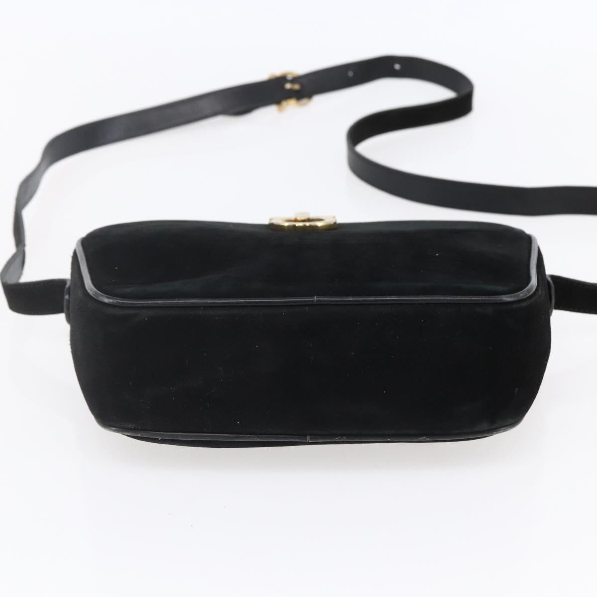 Salvatore Ferragamo Gancini Suede Black Suede Shoulder Bag Bag (Pre-Owned)
