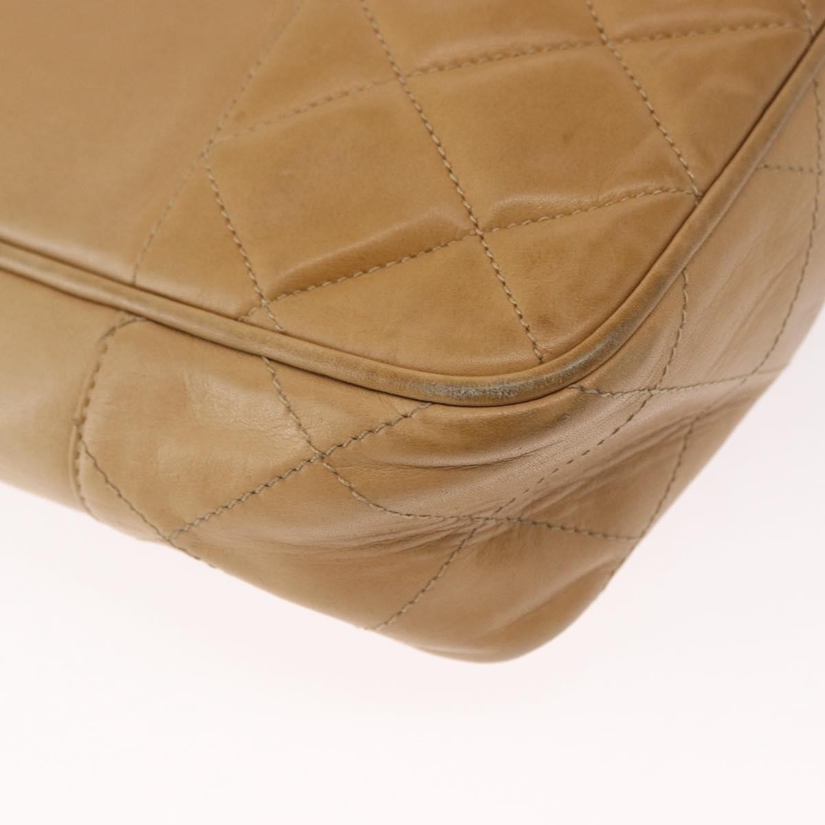 Chanel Vintage Shopping Tote Lambskin Beige Leather Tote Bag Bag (Pre-Owned)