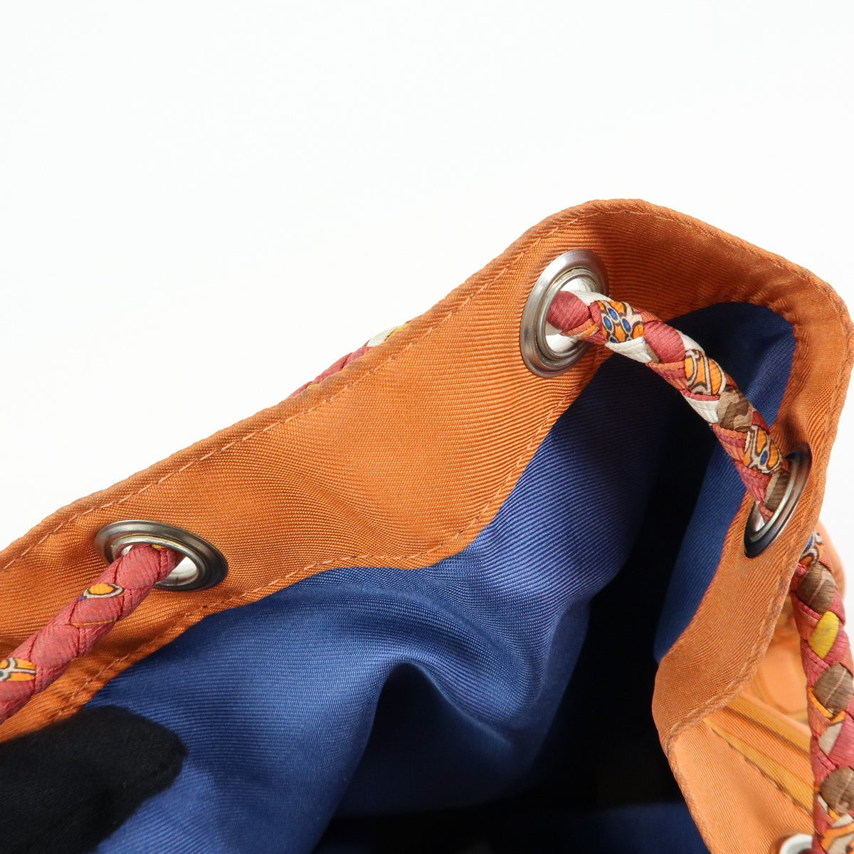 Hermes Soie Cool Printed Silk And Calfskin Orange Silk Handbag (Pre-Owned)