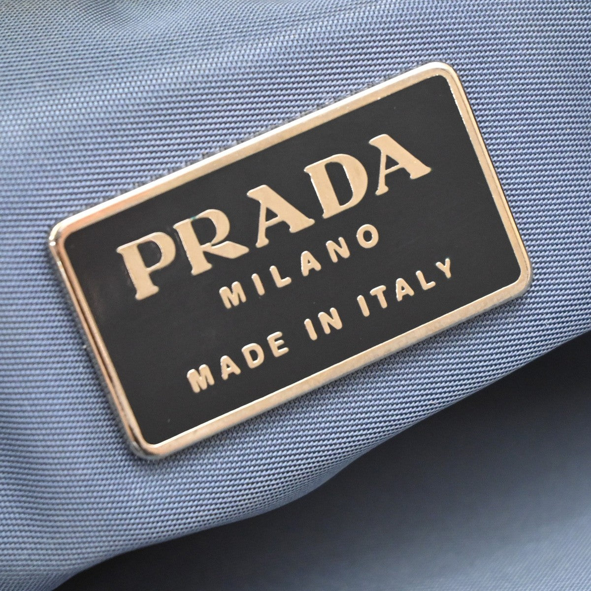 Prada Tessuto Tote Nylon And Leather Blue Nylon Handbag (Pre-Owned)