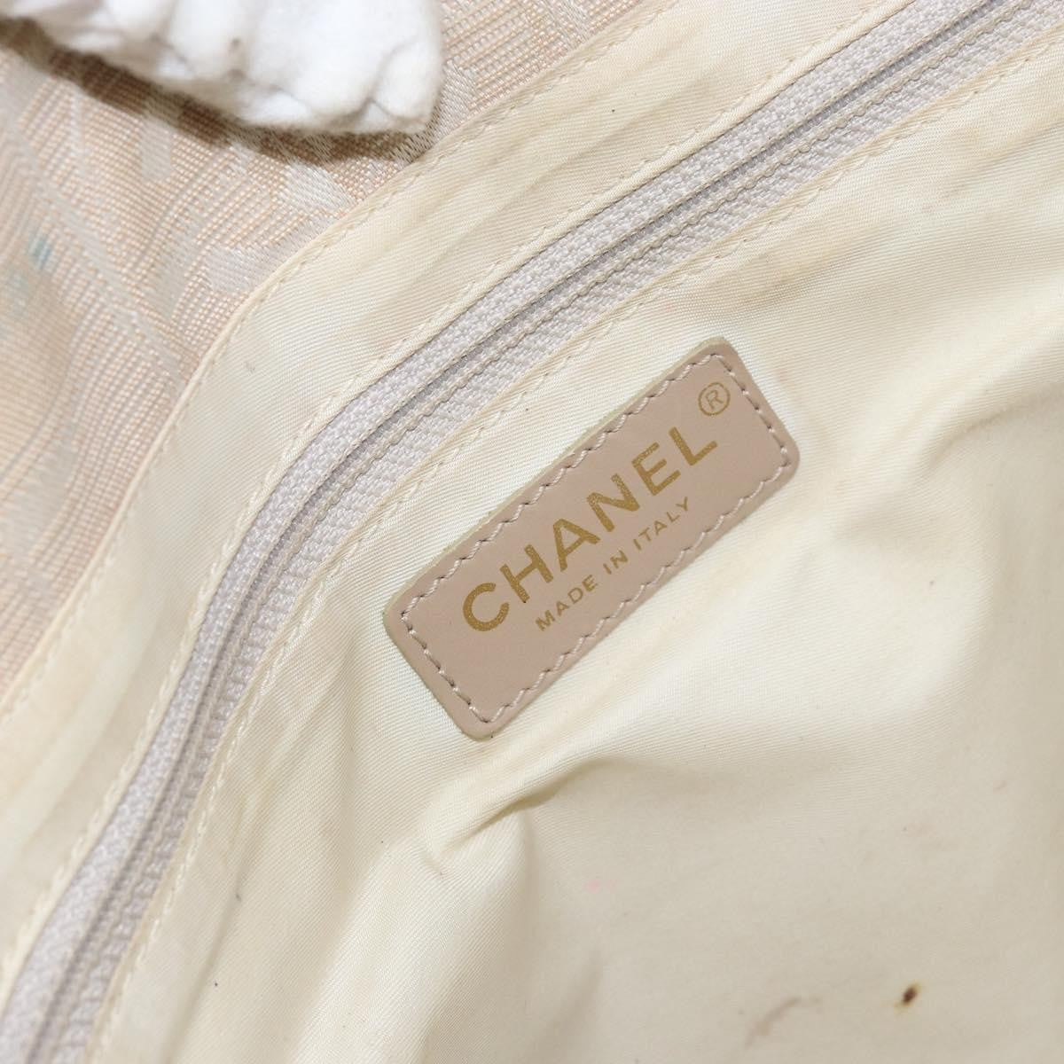 Chanel Travel Line Tote Nylon Beige Nylon Tote Bag Bag (Pre-Owned)