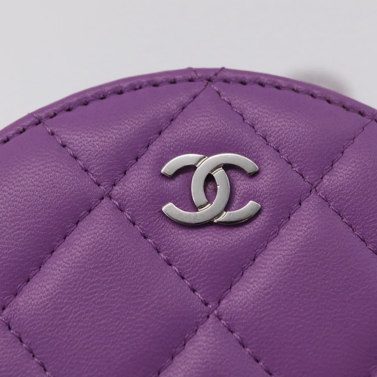Chanel Round Clutch With Chain Quilted Lambskin Purple Leather Clutche & Pouche Bag (Pre-Owned)