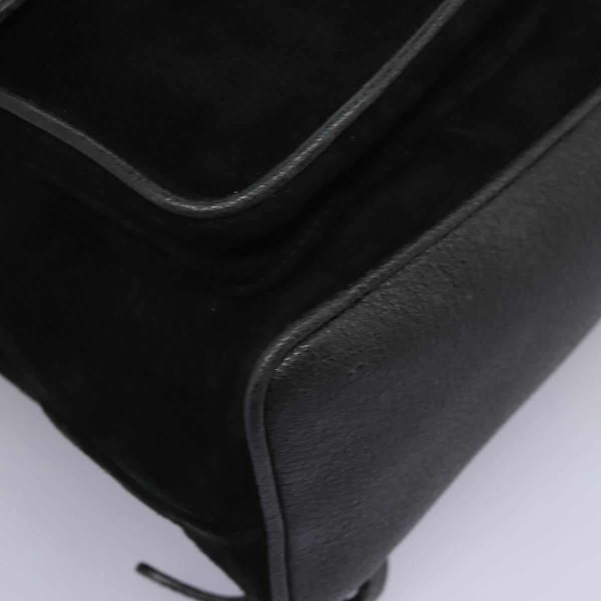 Gucci Vintage Bamboo Suede And Leather Black Suede Backpack Bag (Pre-Owned)