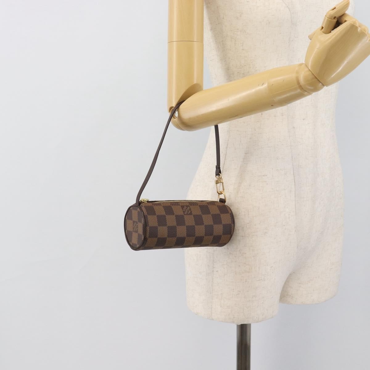 Louis Vuitton Papillon Pochette Damier Ebene Brown Canvas Clutche & Pouche Bag (Pre-Owned)