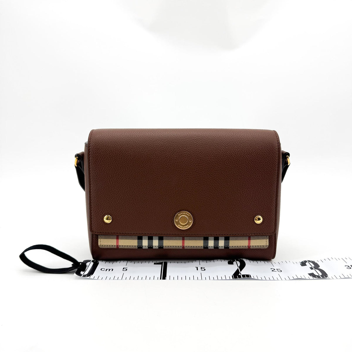 Burberry Note Leather With Vintage Check Canvas Brown Leather Crossbody Bag Bag (Pre-Owned)