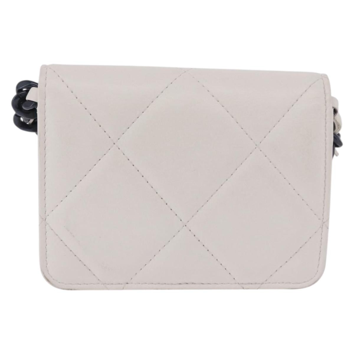 Chanel 19 Flap Coin Purse Belt Quilted Lambskin White Leather Clutche & Pouche Bag (Pre-Owned)