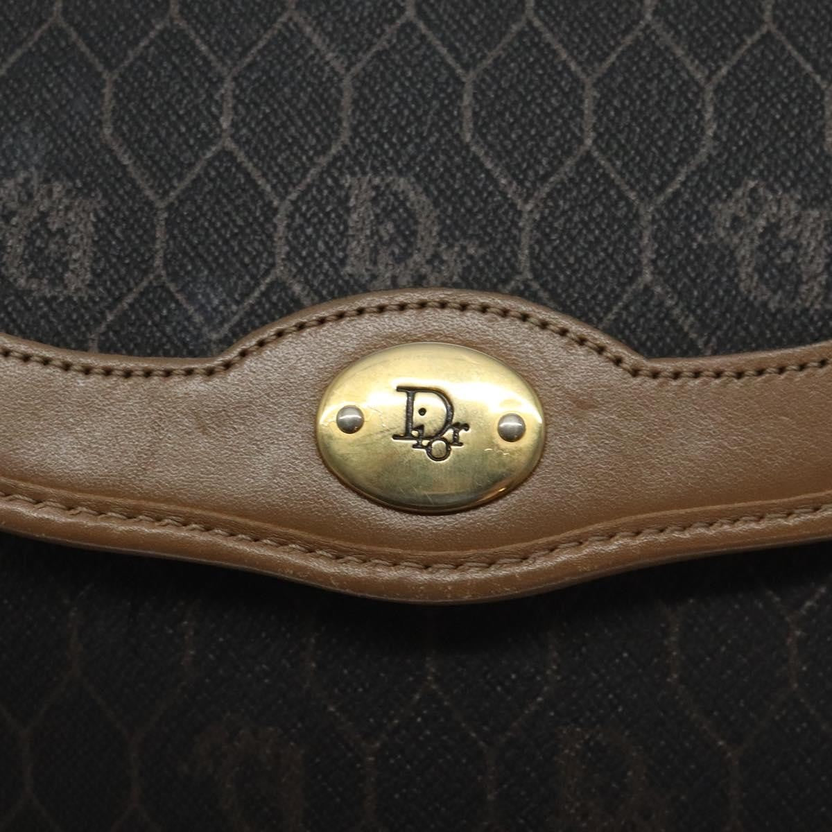 Christian Dior Vintage Honeycomb Flap Coated Canvas Black Canvas Shoulder Bag Bag (Pre-Owned)