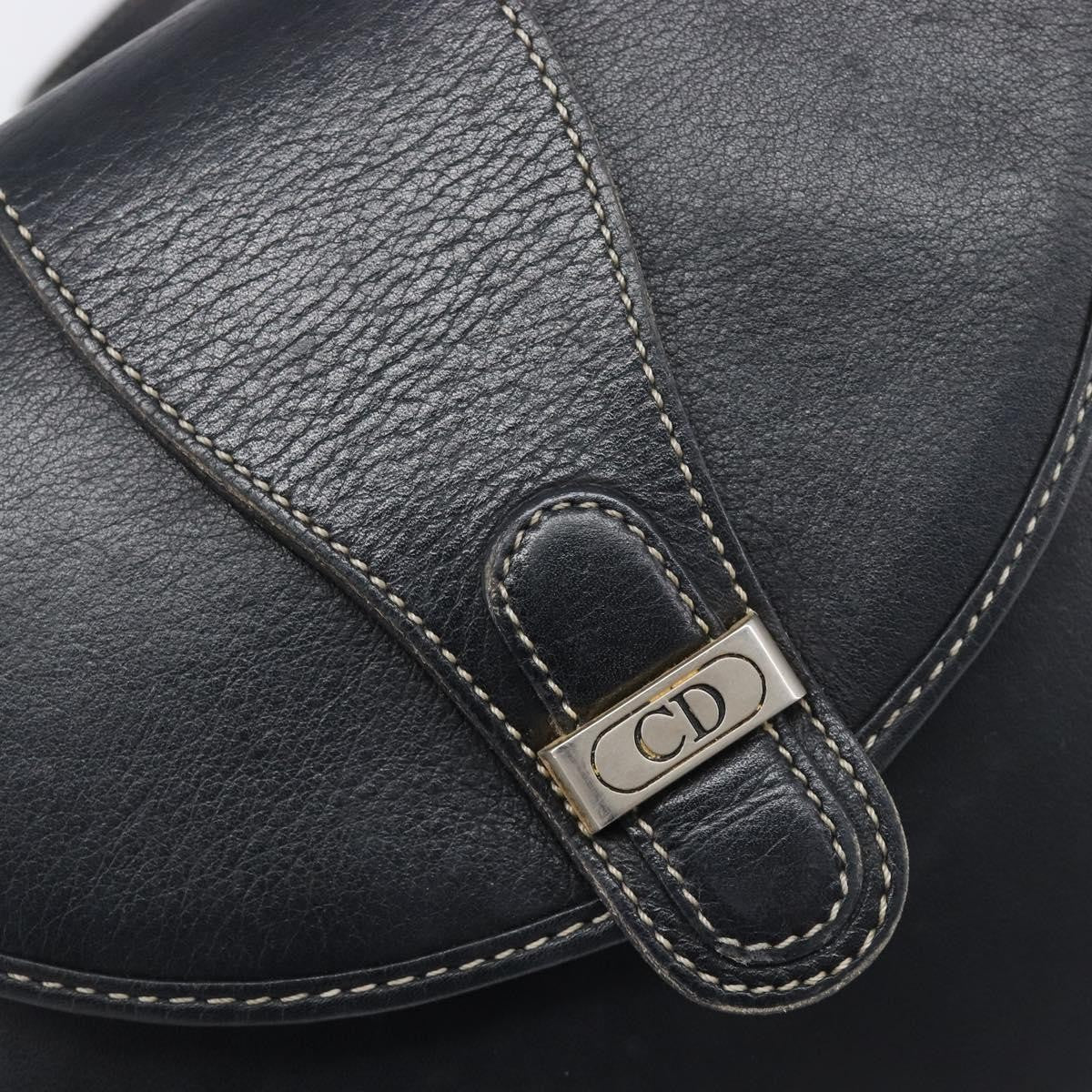 Christian Dior Vintage Cd Logo Leather Navy Leather Shoulder Bag Bag (Pre-Owned)