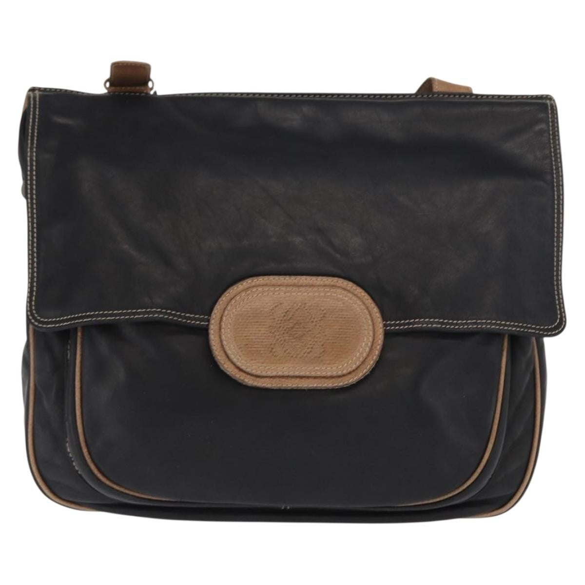 Loewe Anagram Leather Black Leather Shoulder Bag Bag (Pre-Owned)