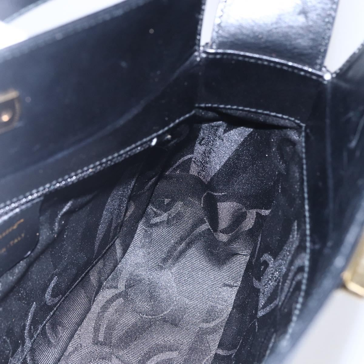 Salvatore Ferragamo Gancini Leather Black Leather Shoulder Bag Bag (Pre-Owned)