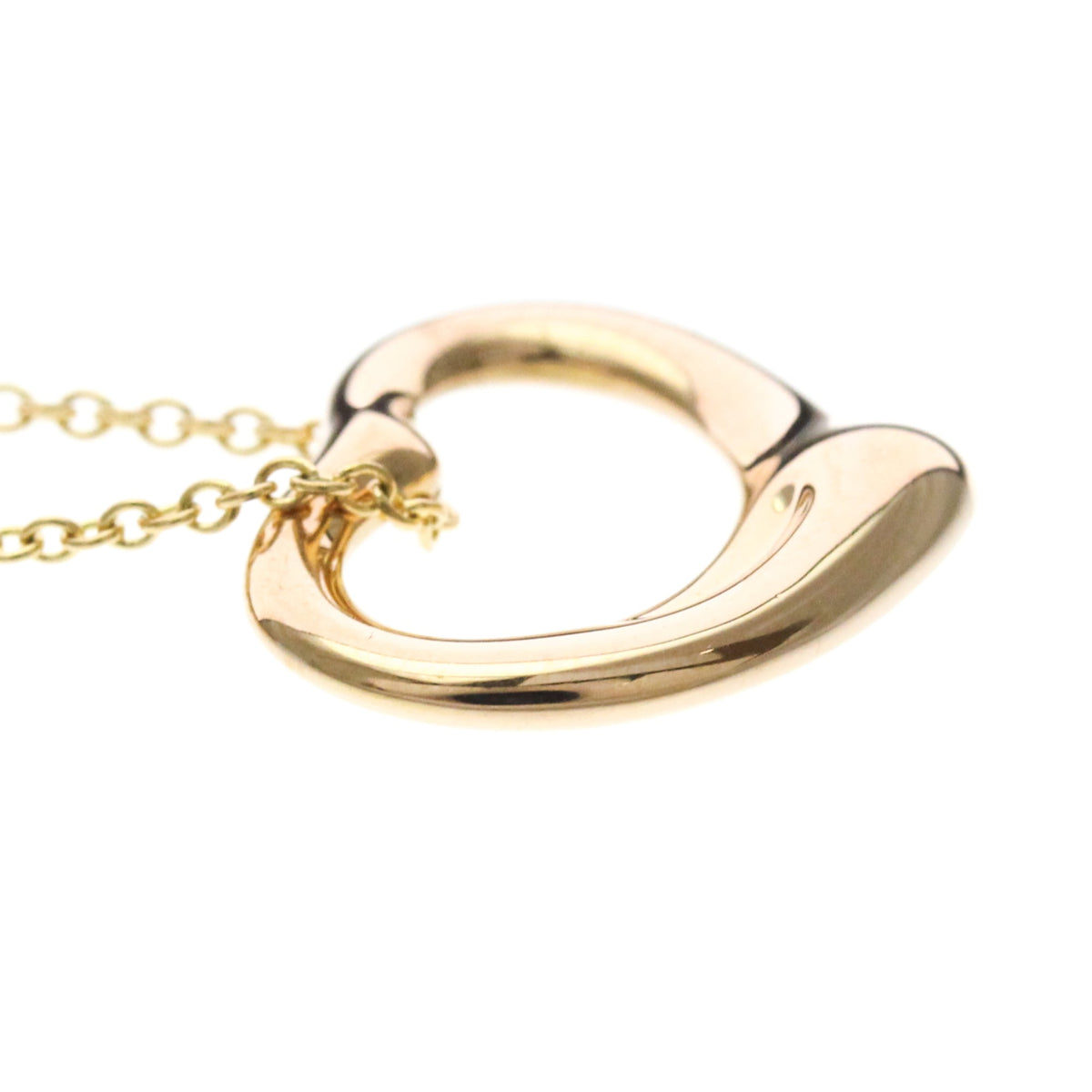 Tiffany & Co. Elsa Peretti Open Heart Pendant 18K Rose Gold Pink Pink_Gold Necklace Jewelry (Pre-Owned)