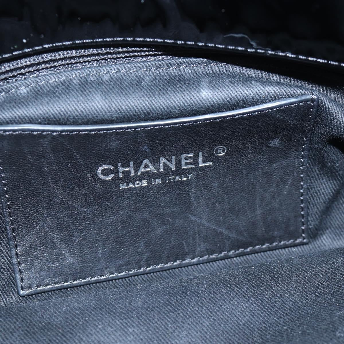 Chanel Just Mademoiselle Quilted Patent Black Patent_Leather Handbag (Pre-Owned)