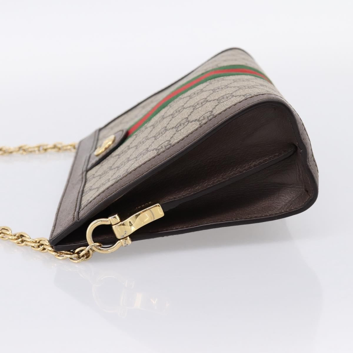 Gucci Ophidia Chain Gg Coated Canvas Beige Canvas Shoulder Bag Bag (Pre-Owned)