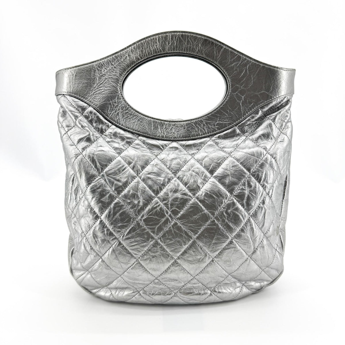 Chanel 31 Shopping Quilted Calfskin Silver Leather Handbag (Pre-Owned)