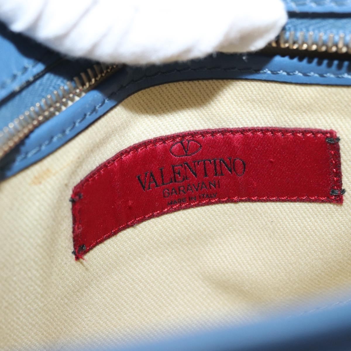 Valentino Garavani Rockstud Camera Leather Blue Leather Clutche & Pouche Bag (Pre-Owned)