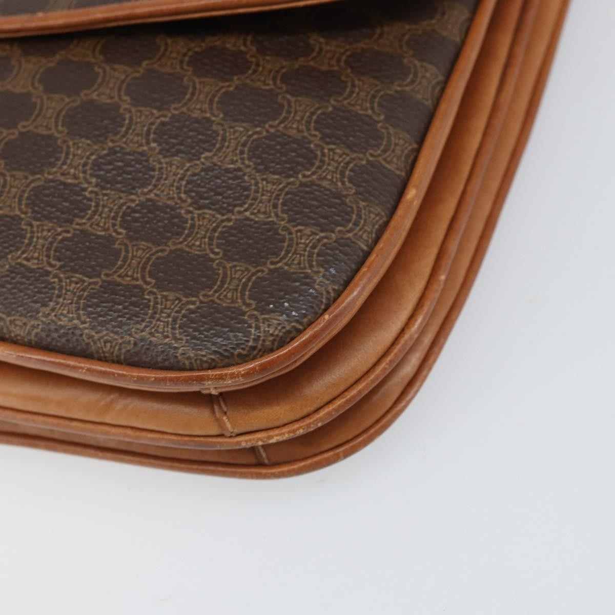Celine Vintage Macadam Canvas And Leather Brown Canvas Shoulder Bag Bag (Pre-Owned)