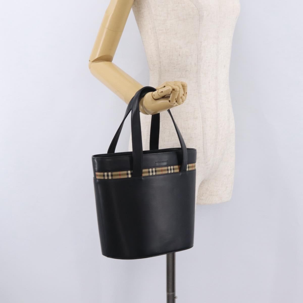 Burberry Nova Check Canvas And Leather Black Leather Handbag (Pre-Owned)
