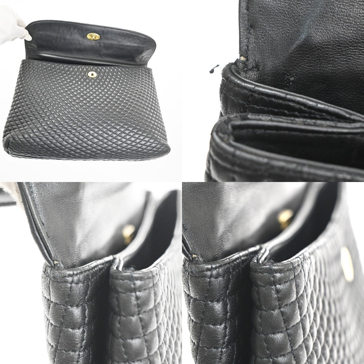 Bally Vintage Quilted Leather Black Leather Handbag (Pre-Owned)