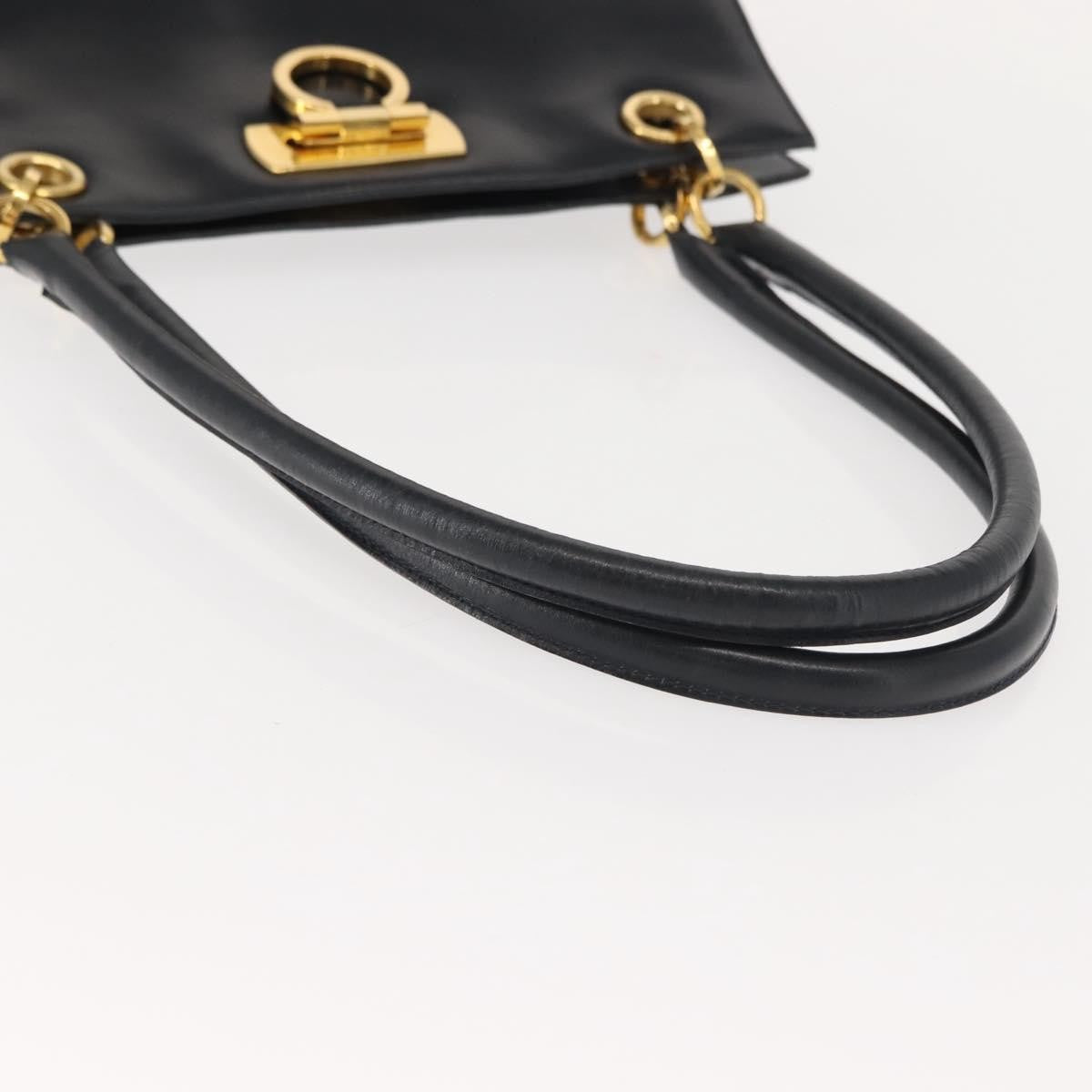 Salvatore Ferragamo Gancini Leather Navy Leather Shoulder Bag Bag (Pre-Owned)