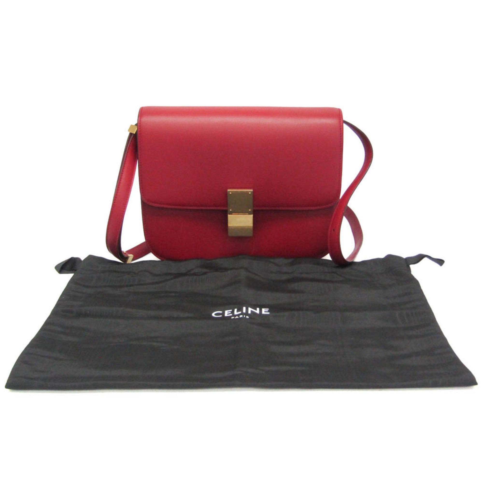 Celine Classic Box Smooth Leather Red Calfskin Handbag (Pre-Owned)
