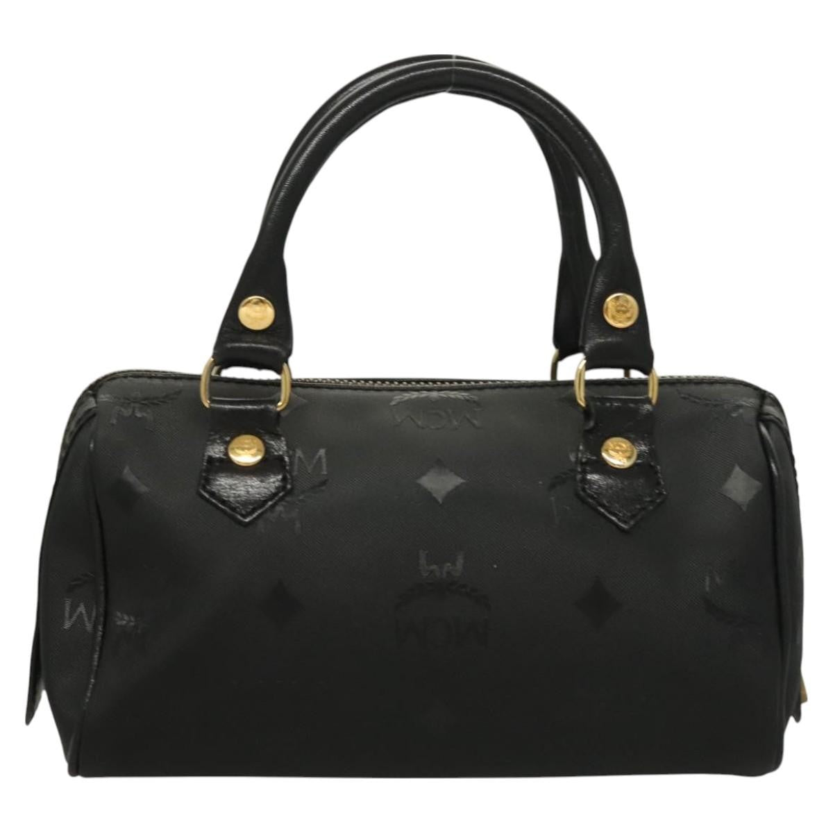 MCM Visetos Logogramme Canvas And Leather Black Canvas Handbag (Pre-Owned)