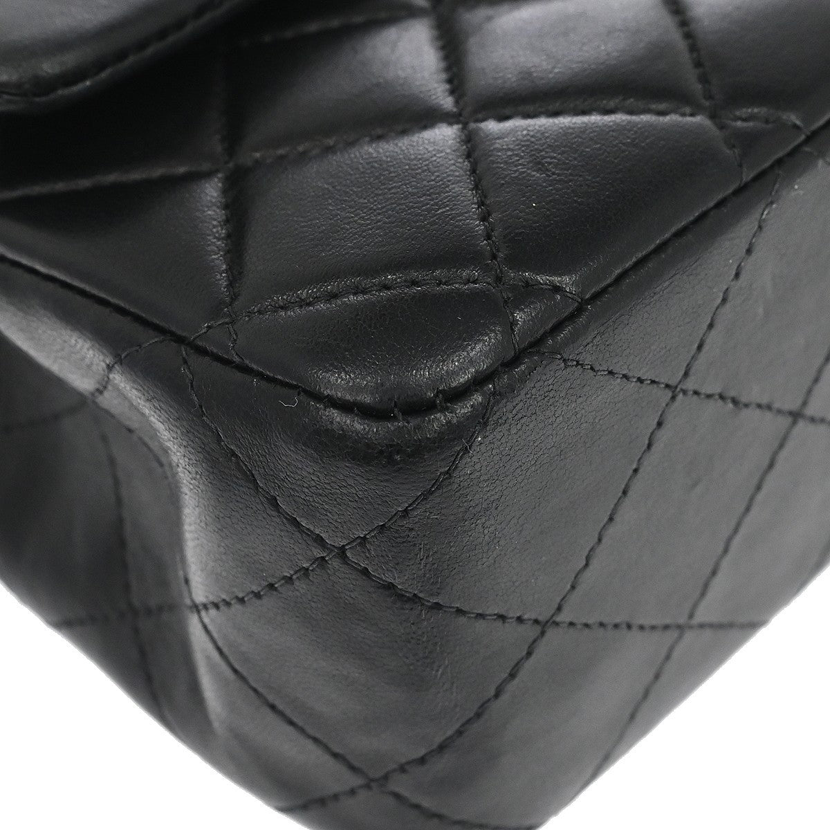 Chanel Classic Double Flap Quilted Lambskin Black Leather Handbag (Pre-Owned)