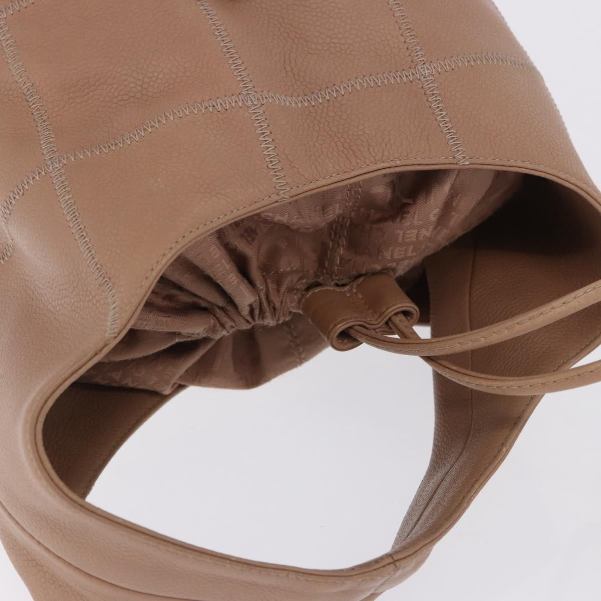 Chanel Square Stitch Tassel Hobo Quilted Leather Beige Leather Handbag (Pre-Owned)