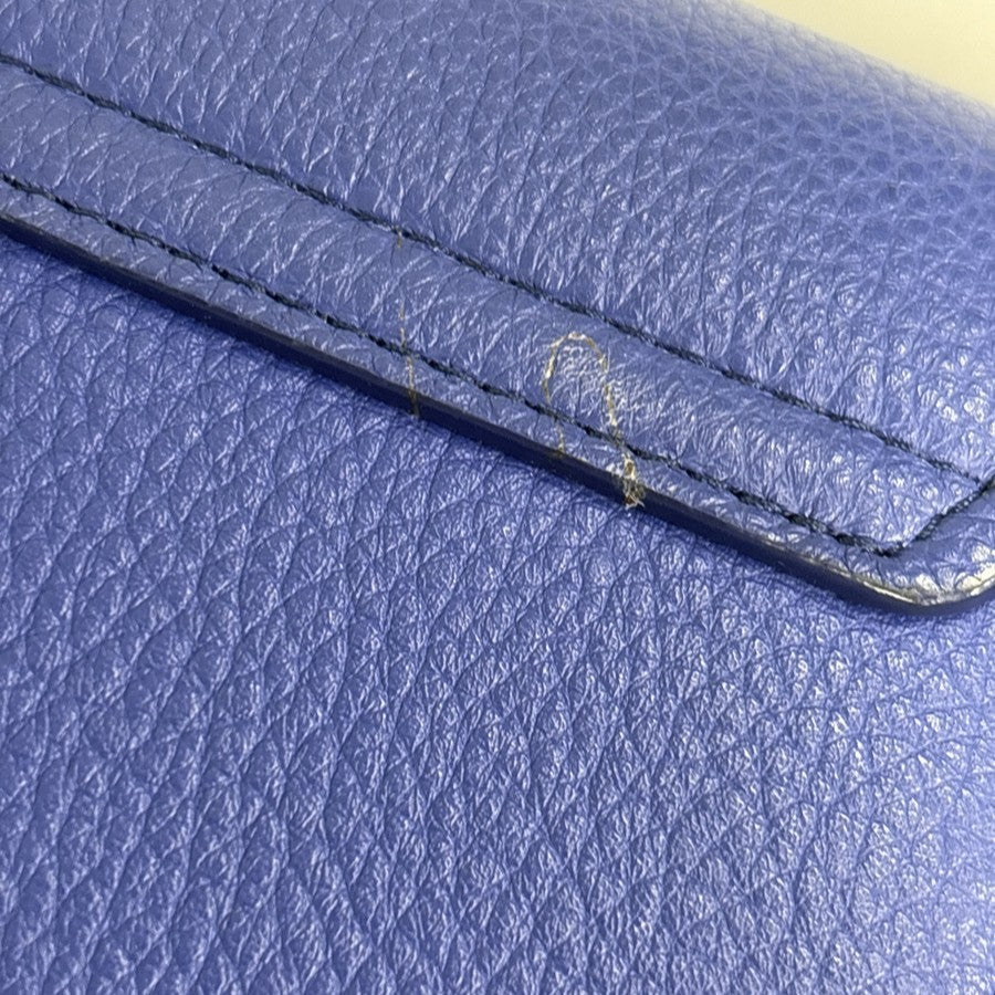 Chloe Aby Chain Leather Blue Leather Shoulder Bag Bag (Pre-Owned)