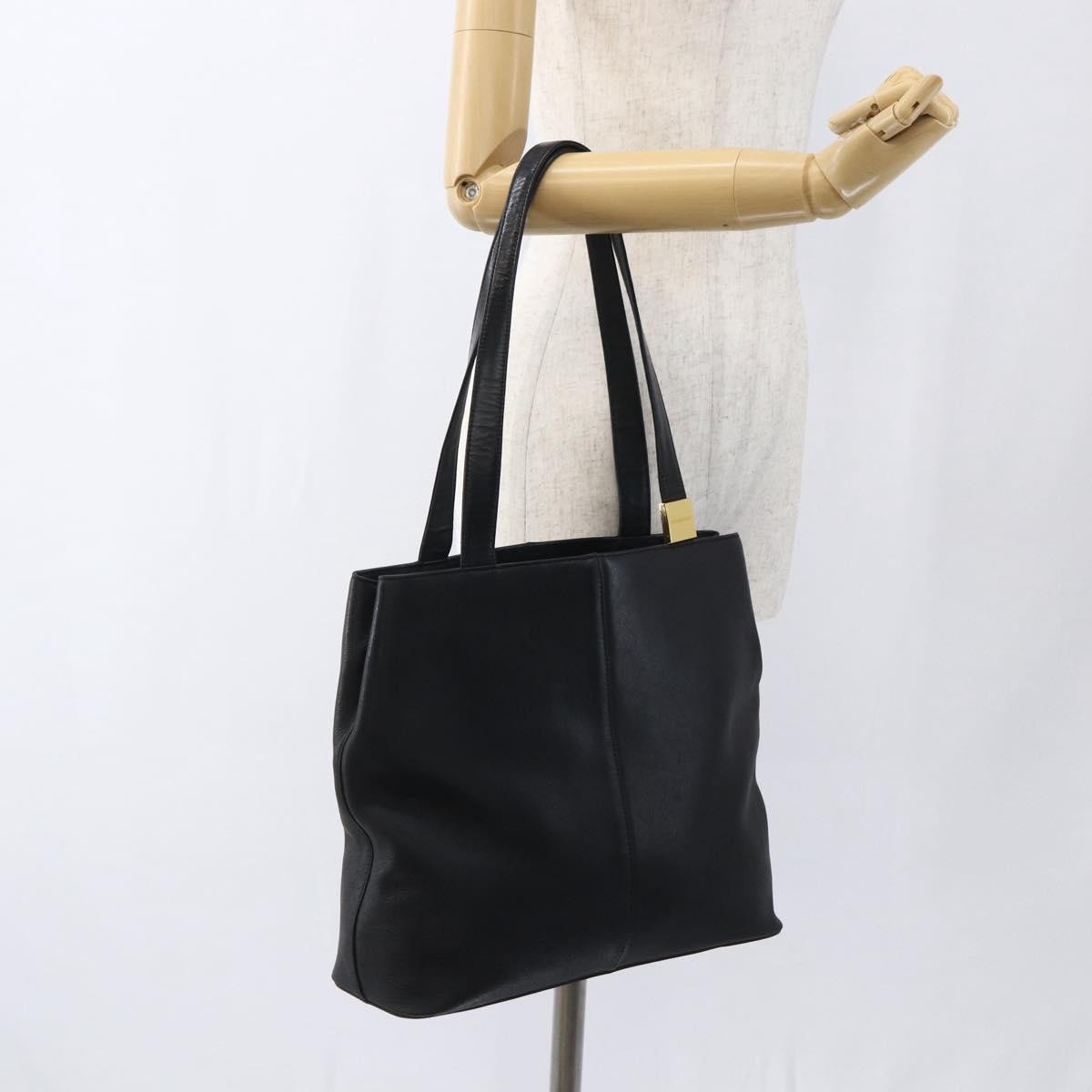Burberry Vintage Leather Black Leather Tote Bag Bag (Pre-Owned)