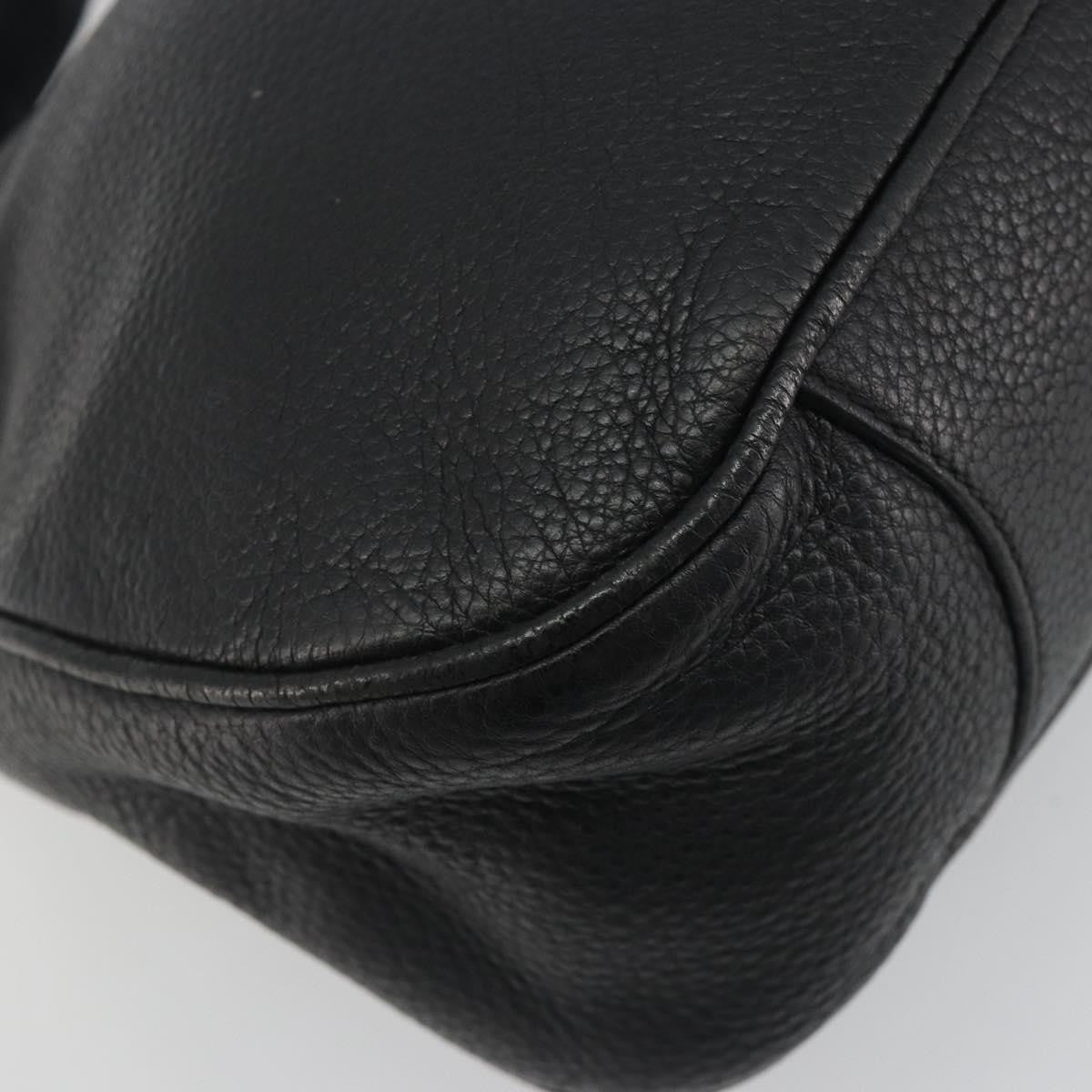 Prada Vitellino Mordo Hobo Leather Black Leather Shoulder Bag Bag (Pre-Owned)