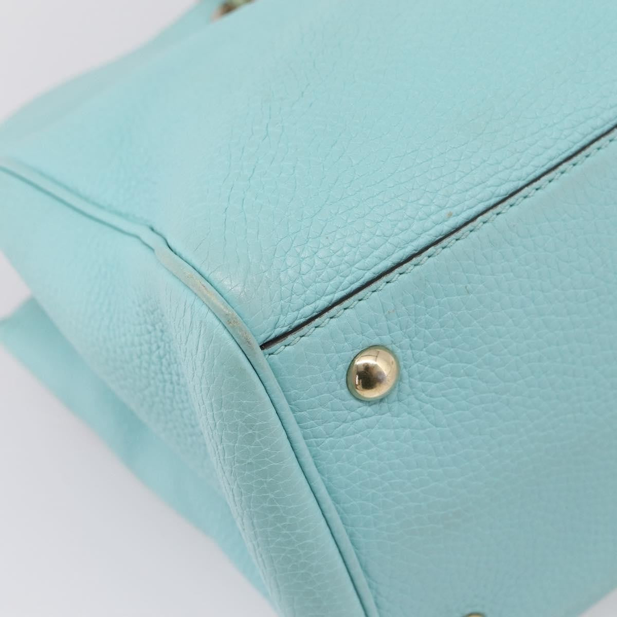 Gucci Bamboo Shopper Leather Blue Leather Tote Bag Bag (Pre-Owned)