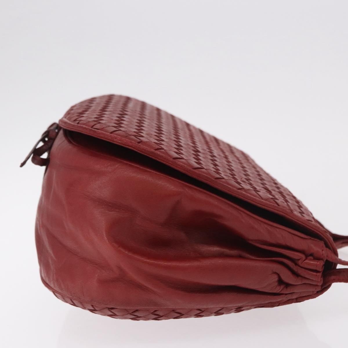 Bottega Veneta Flap Intrecciato Nappa Red Leather Shoulder Bag Bag (Pre-Owned)