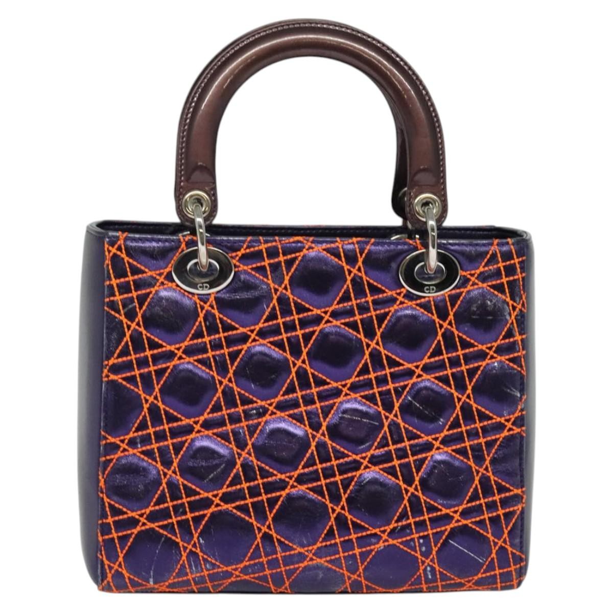 Christian Dior Lady Dior Purple Leather Handbag (Pre-Owned)