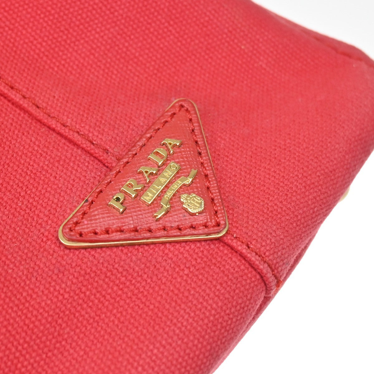 Prada Canapa Canvas Red Canvas Tote Bag Bag (Pre-Owned)