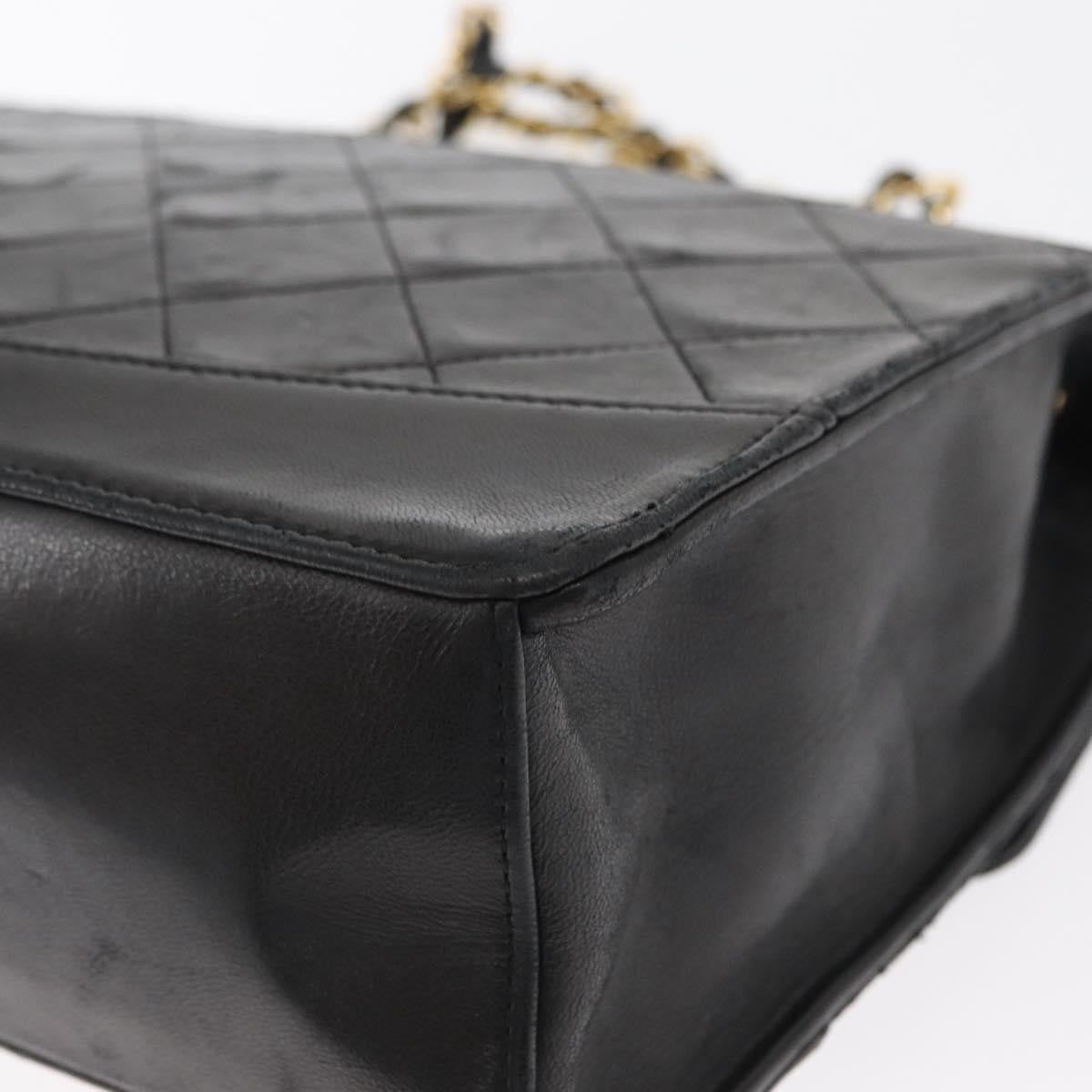 Chanel Vintage Mademoiselle Lock Trapezoid Flap Quilted Lambskin Black Leather Shoulder Bag Bag (Pre-Owned)