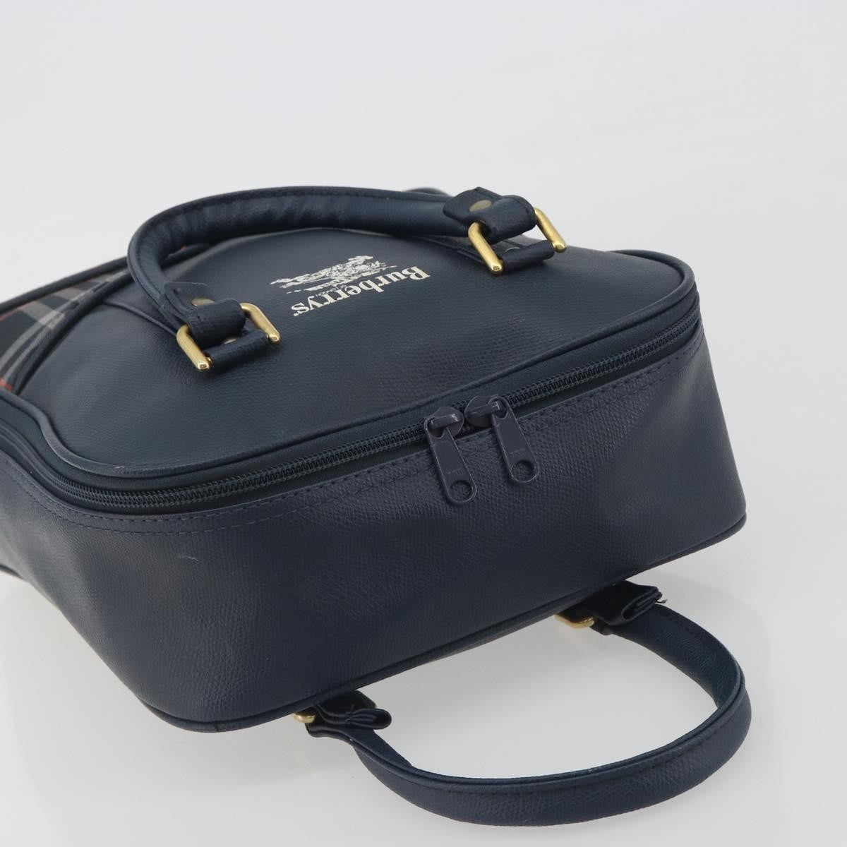 Burberry Nova Check Nova Check Canvas And Leather Navy Leather Handbag (Pre-Owned)