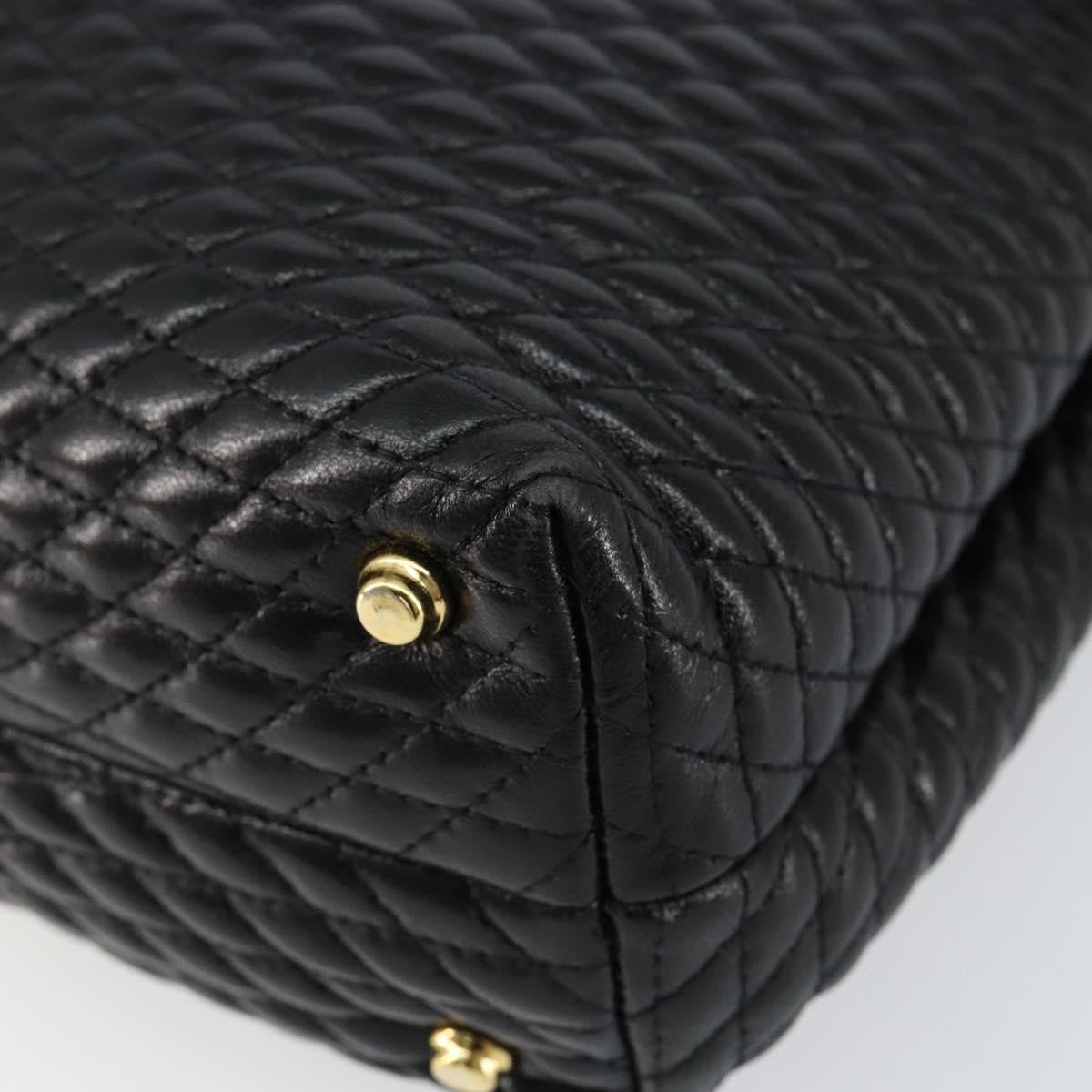 Bally Vintage Quilted Leather Black Leather Handbag (Pre-Owned)