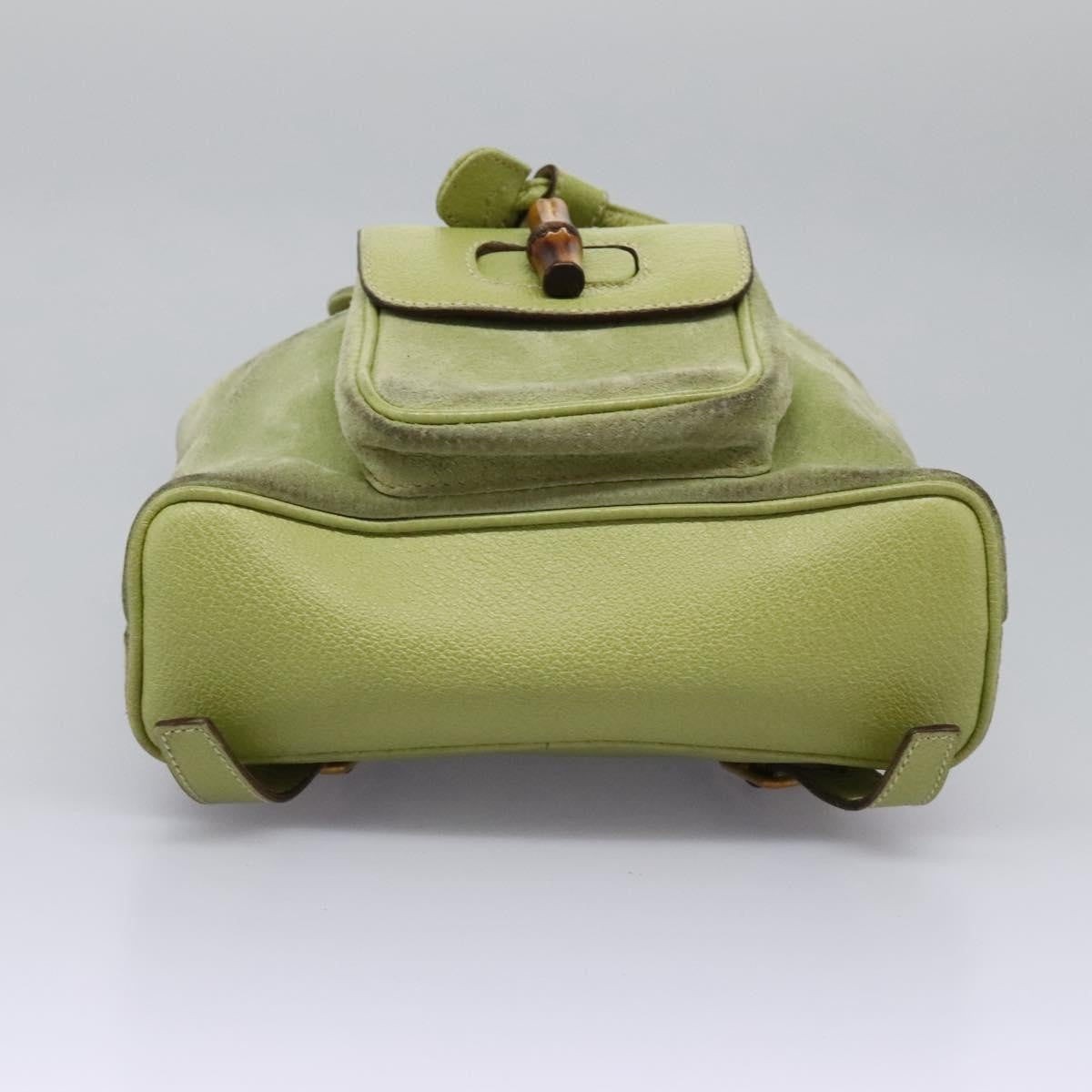 Gucci Gucci Bamboo Daim Green Suede Backpack Bag (Pre-Owned)