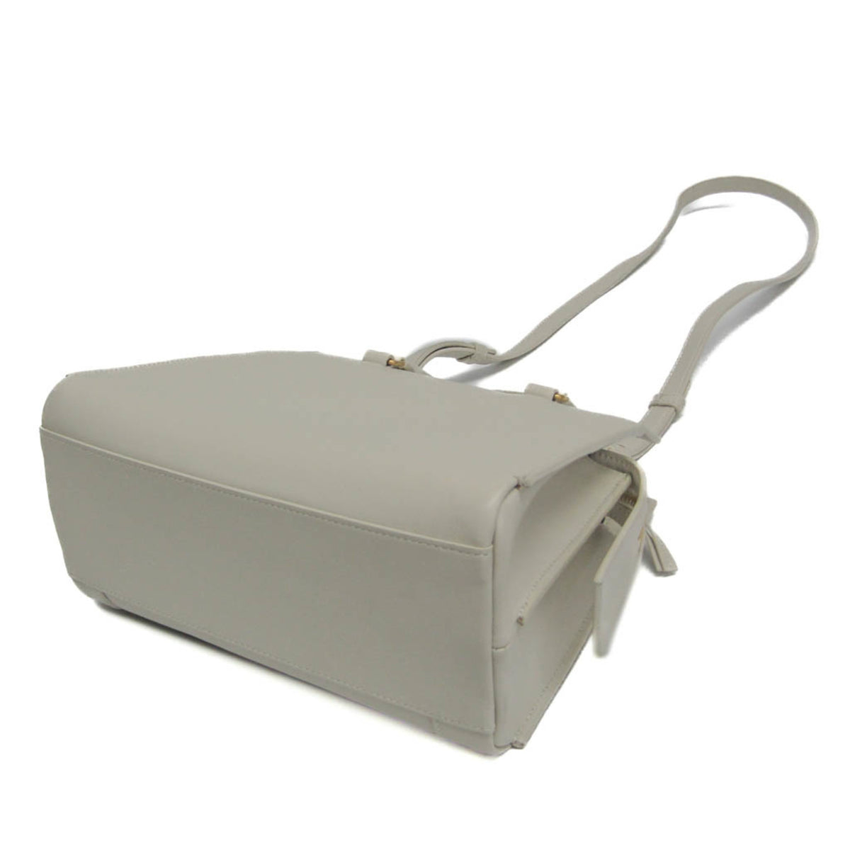 Saint Laurent East Side Smooth Leather White Leather Tote Bag Bag (Pre-Owned)