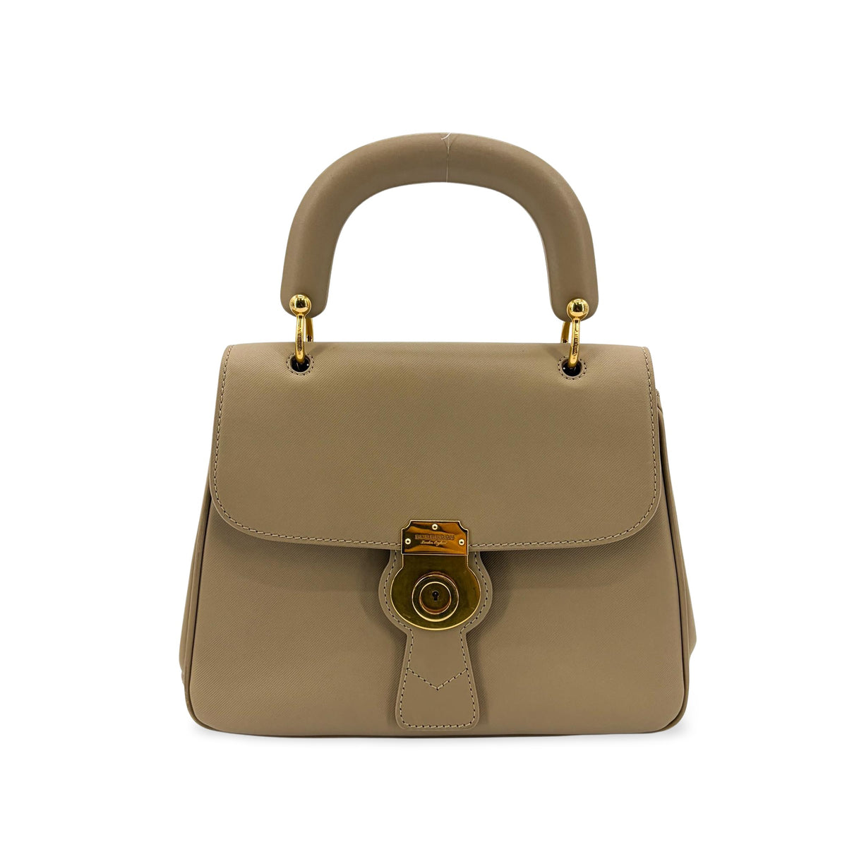 Burberry Dk88 Top Handle Leather Beige Leather Handbag (Pre-Owned)