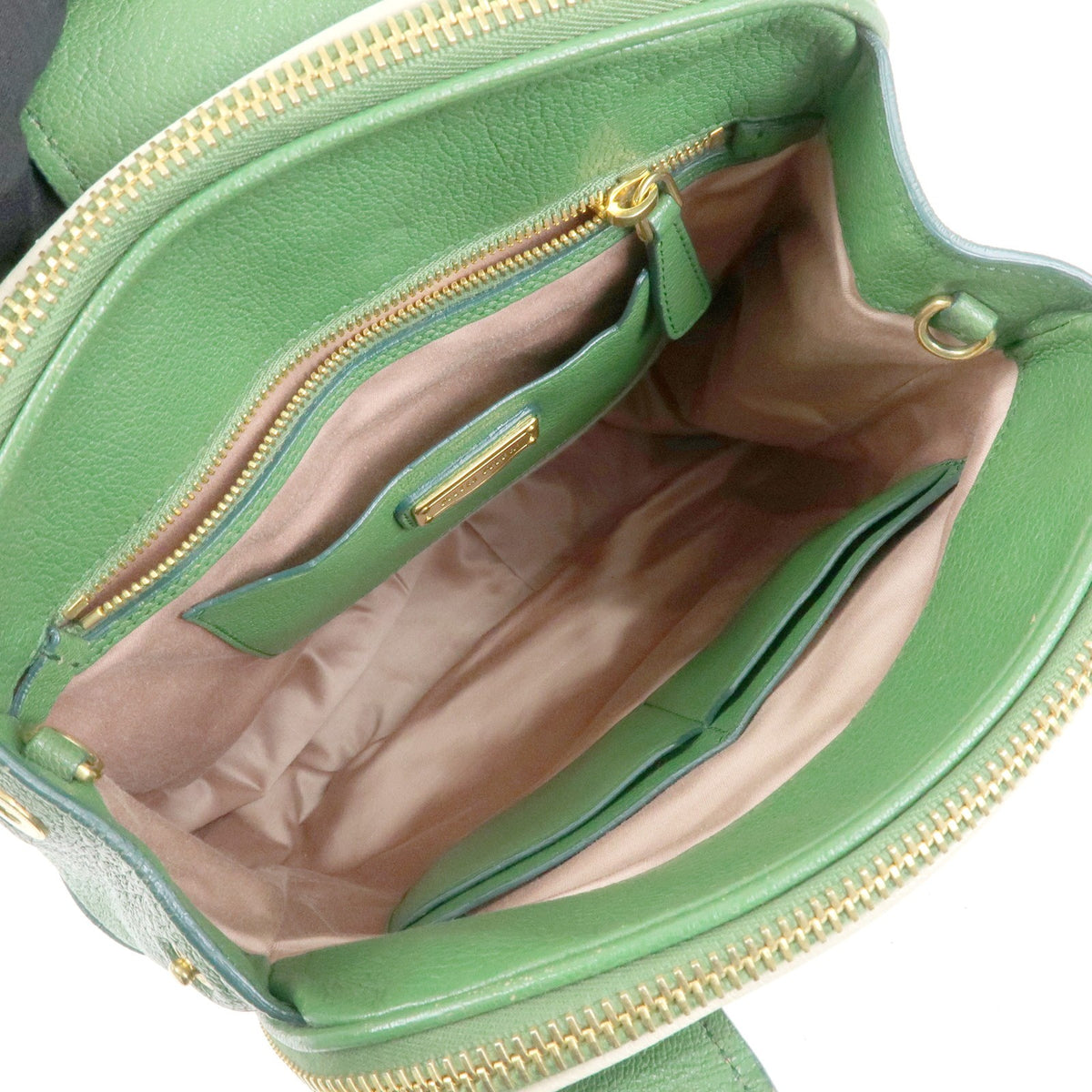 Miu Miu Madras Top Handle Leather Green Leather Handbag (Pre-Owned)