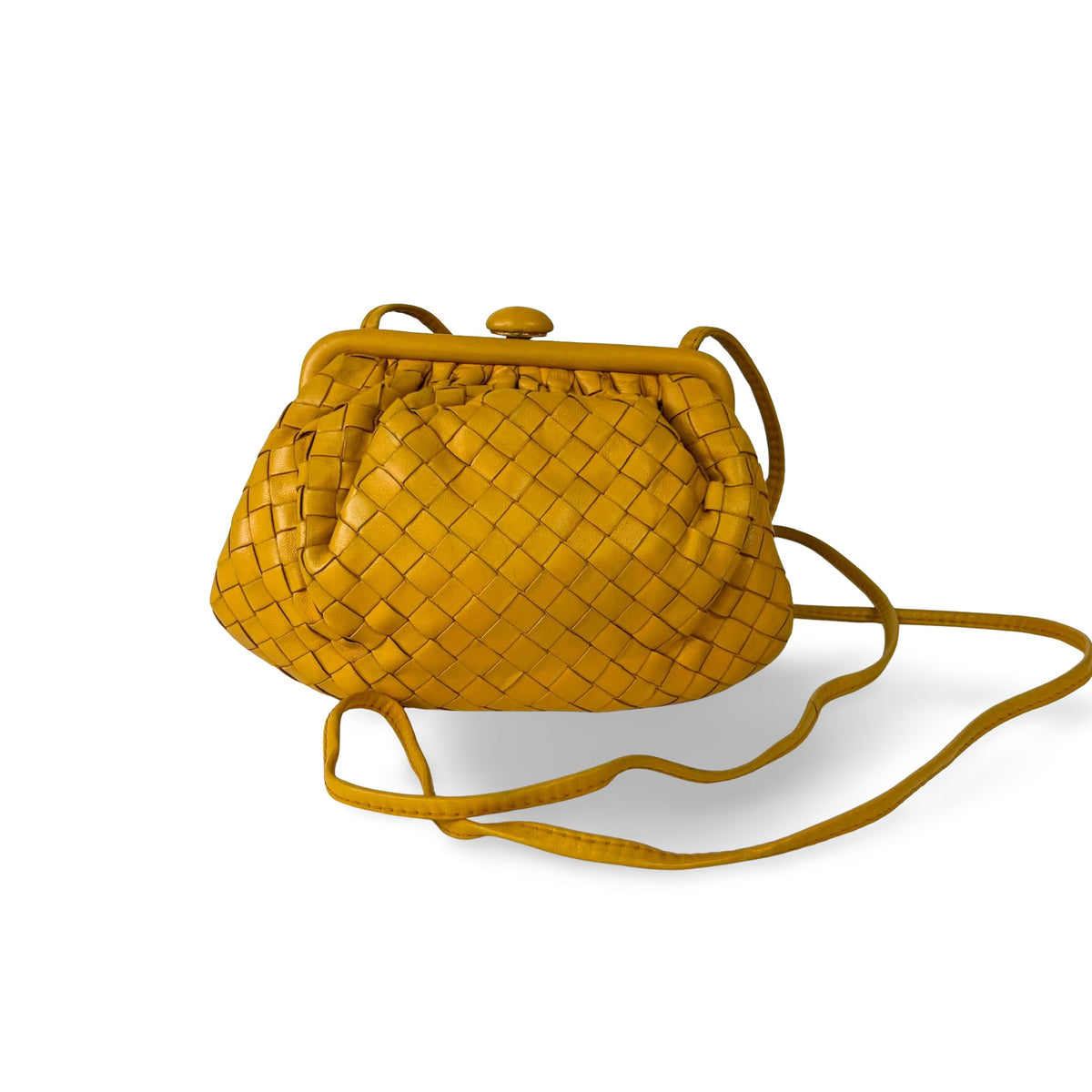Bottega Veneta The Pouch Intrecciato Nappa Yellow Other Clutche & Pouche Bag (Pre-Owned)