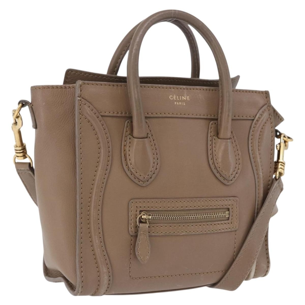 Celine Shopper Luggage Leather Beige Leather Handbag (Pre-Owned)