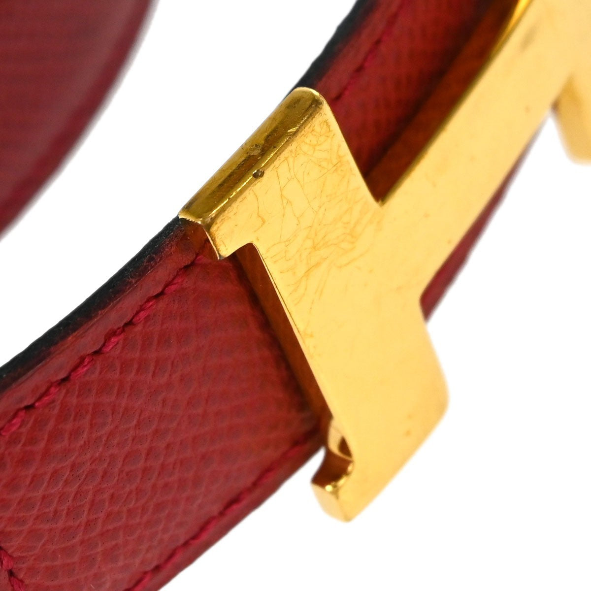 Hermes Constance Reversible Belt Leather Red Leather Belts Accessory (Pre-Owned)