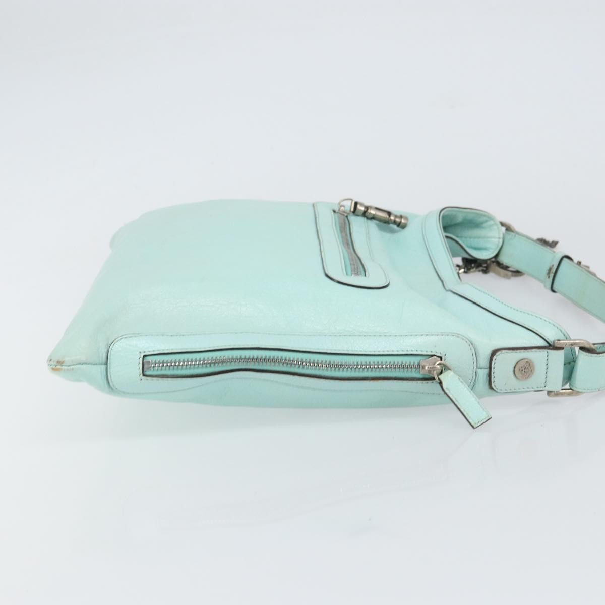 Versace Vintage Leather Blue Leather Handbag (Pre-Owned)