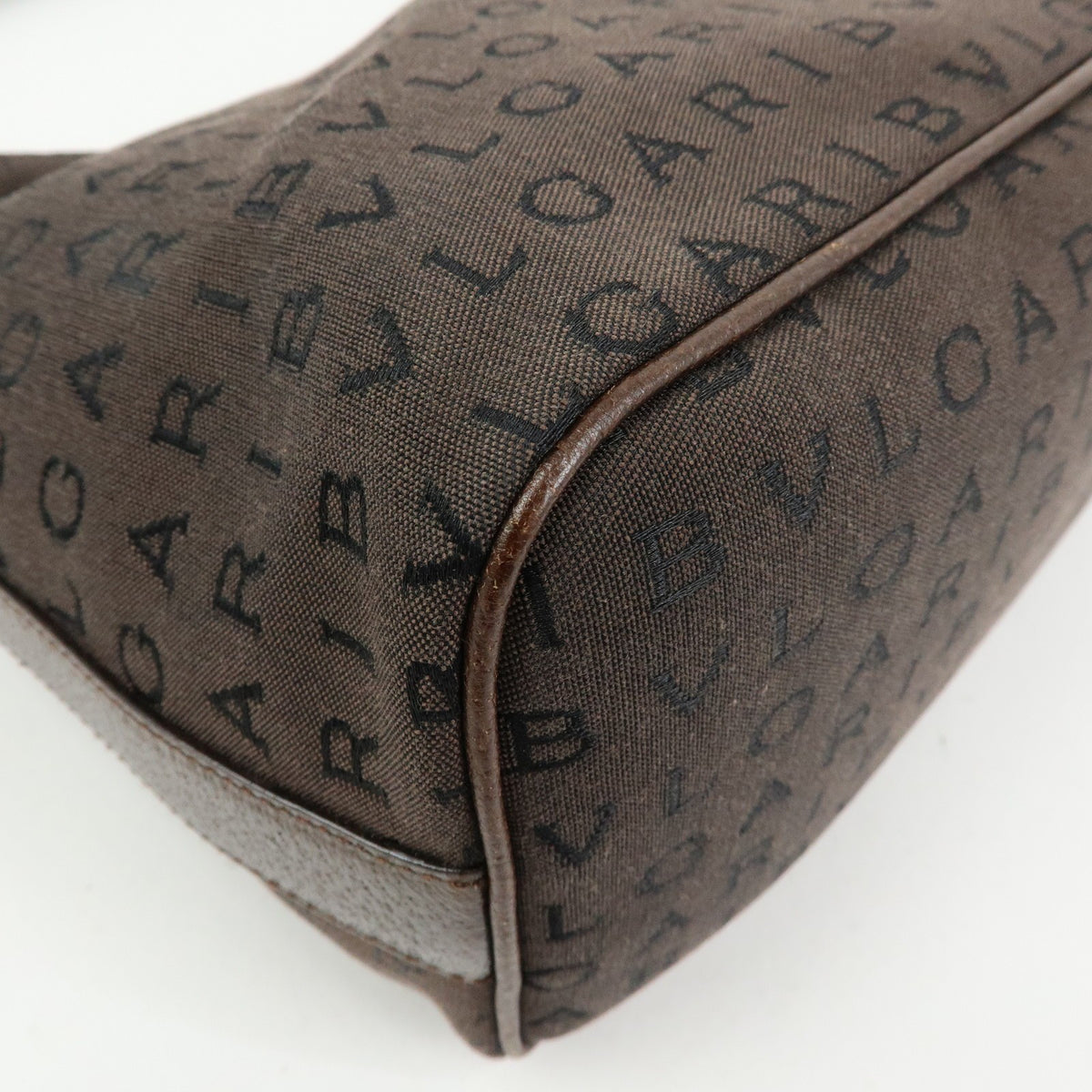 Bvlgari Logomania Suede Brown Canvas Handbag (Pre-Owned)