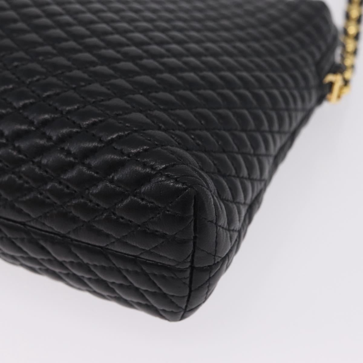 Bally Vintage Chain Quilted Leather Black Leather Shoulder Bag Bag (Pre-Owned)