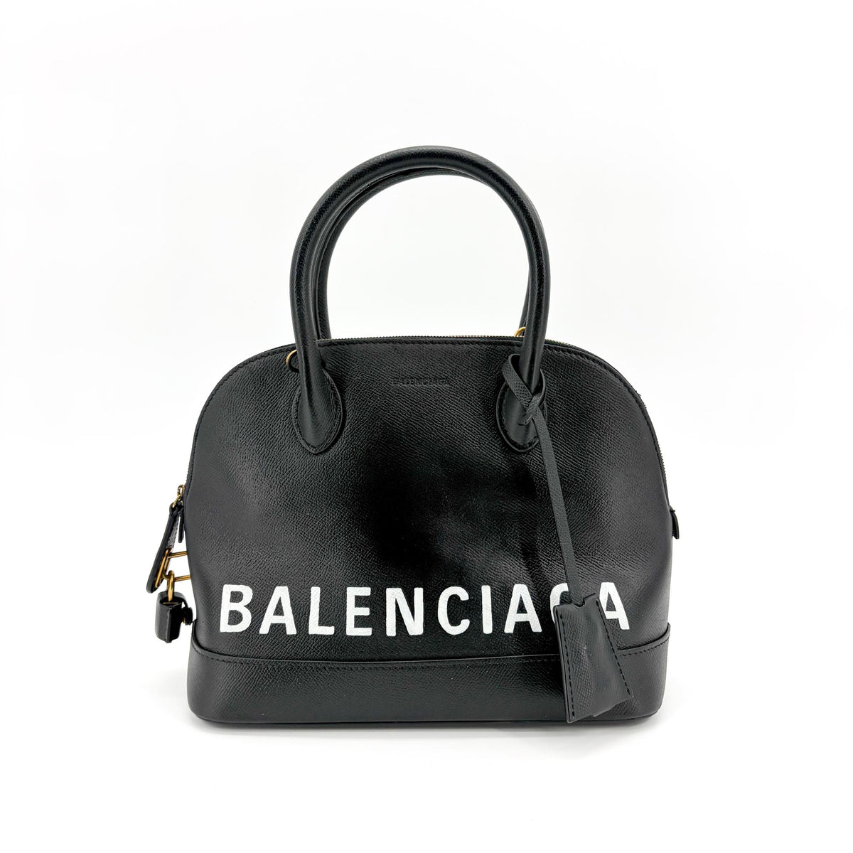 Balenciaga Logo Ville Leather Black Calfskin Handbag (Pre-Owned)