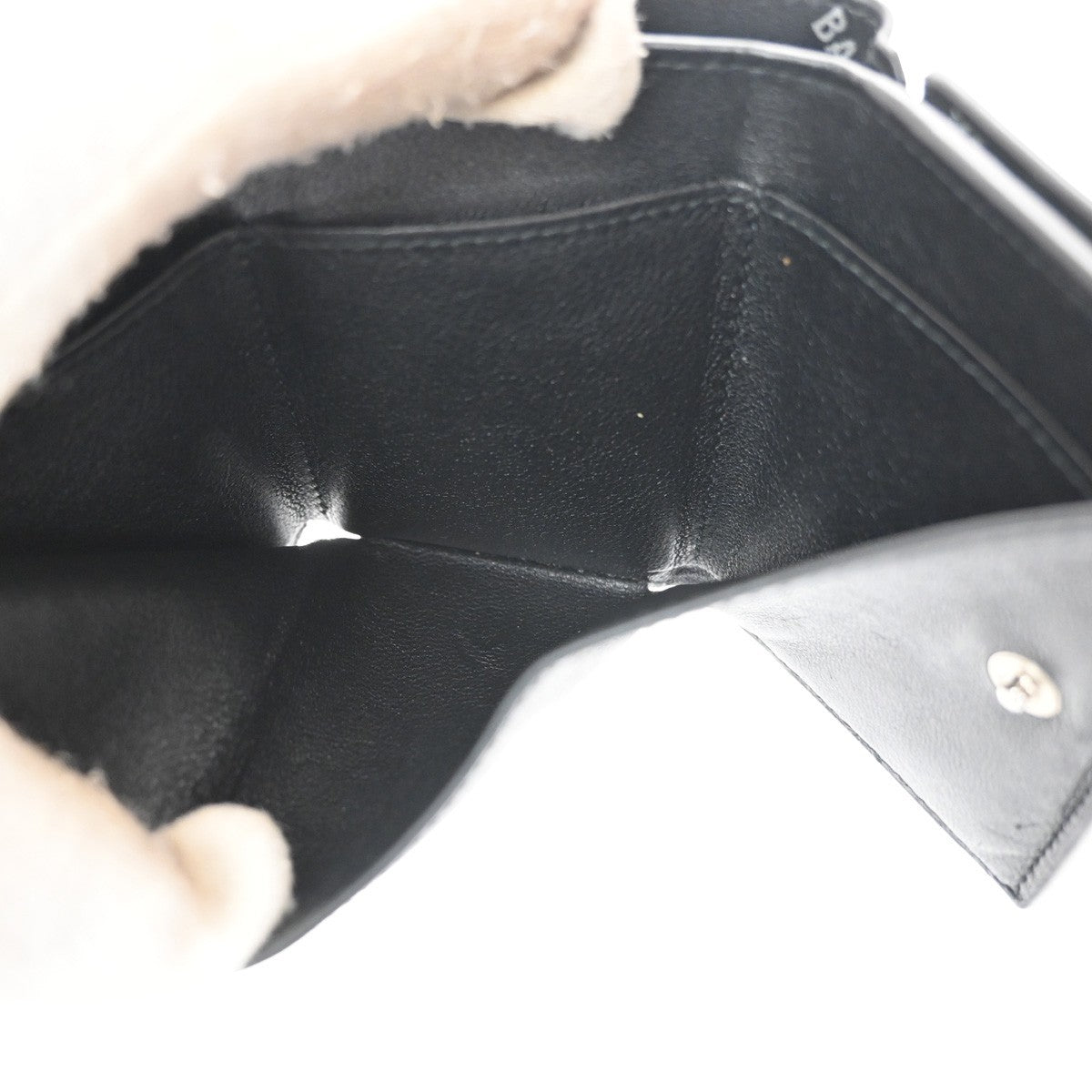 Balenciaga Logo Trifold Wallet Leather Black Leather Clutche & Pouche Bag (Pre-Owned)