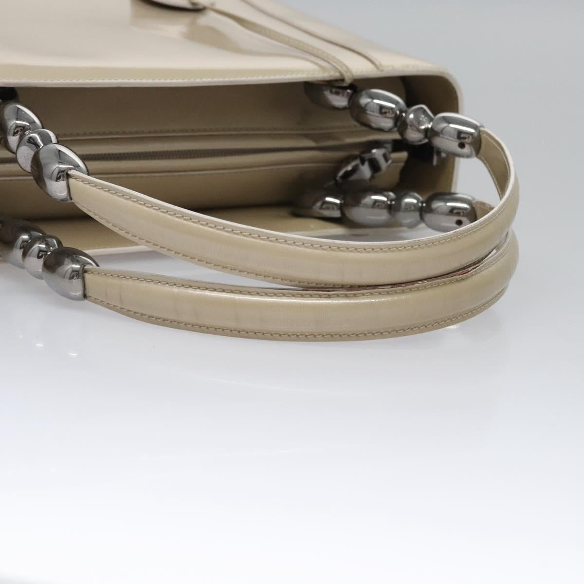Christian Dior Pearl Lady Dior Patent Leather Beige Patent_Leather Handbag (Pre-Owned)
